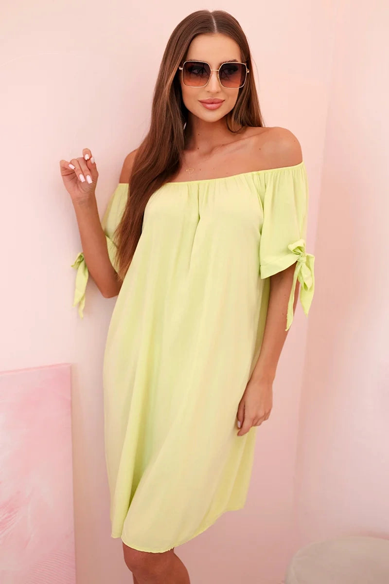 Дамска рокля от вискоза с връзки на ръкавите 81785