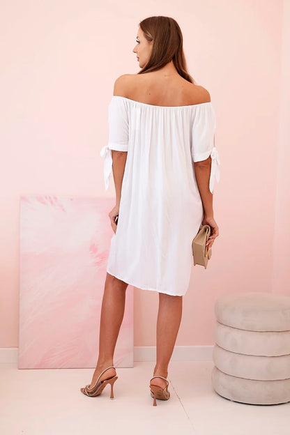 Дамска рокля от вискоза с връзки на ръкавите 81785