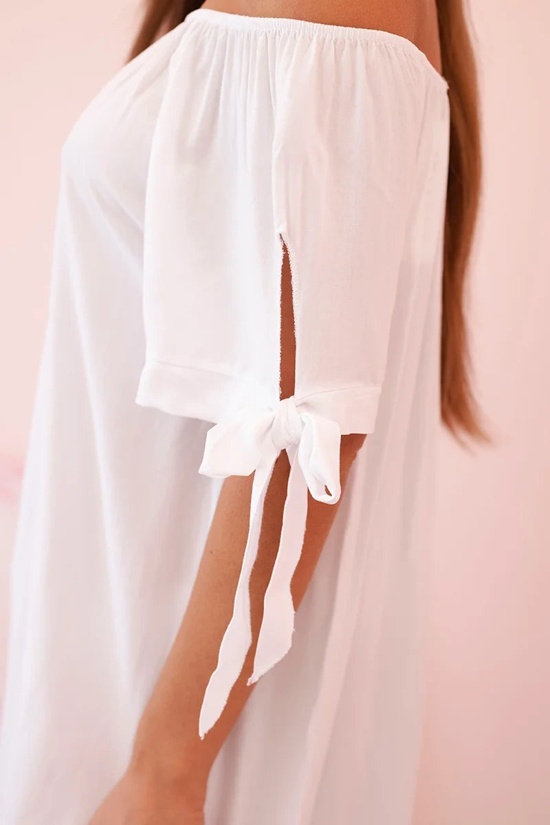 Дамска рокля от вискоза с връзки на ръкавите 81785