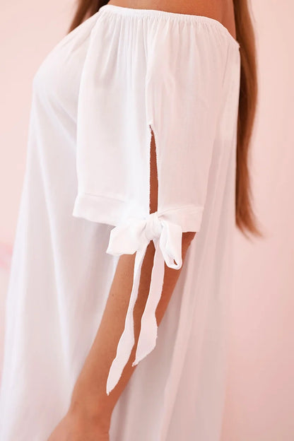 Дамска рокля от вискоза с връзки на ръкавите 81785