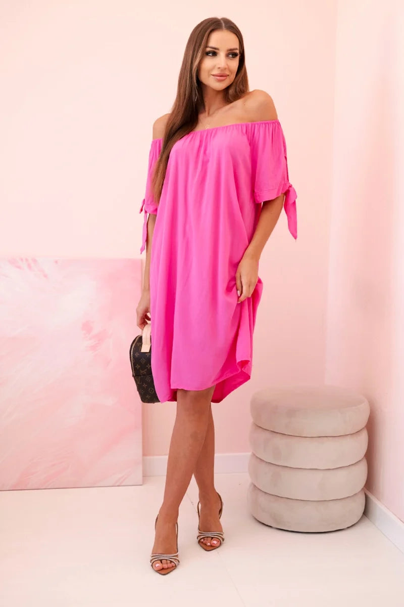 Дамска рокля от вискоза с връзки на ръкавите 81785