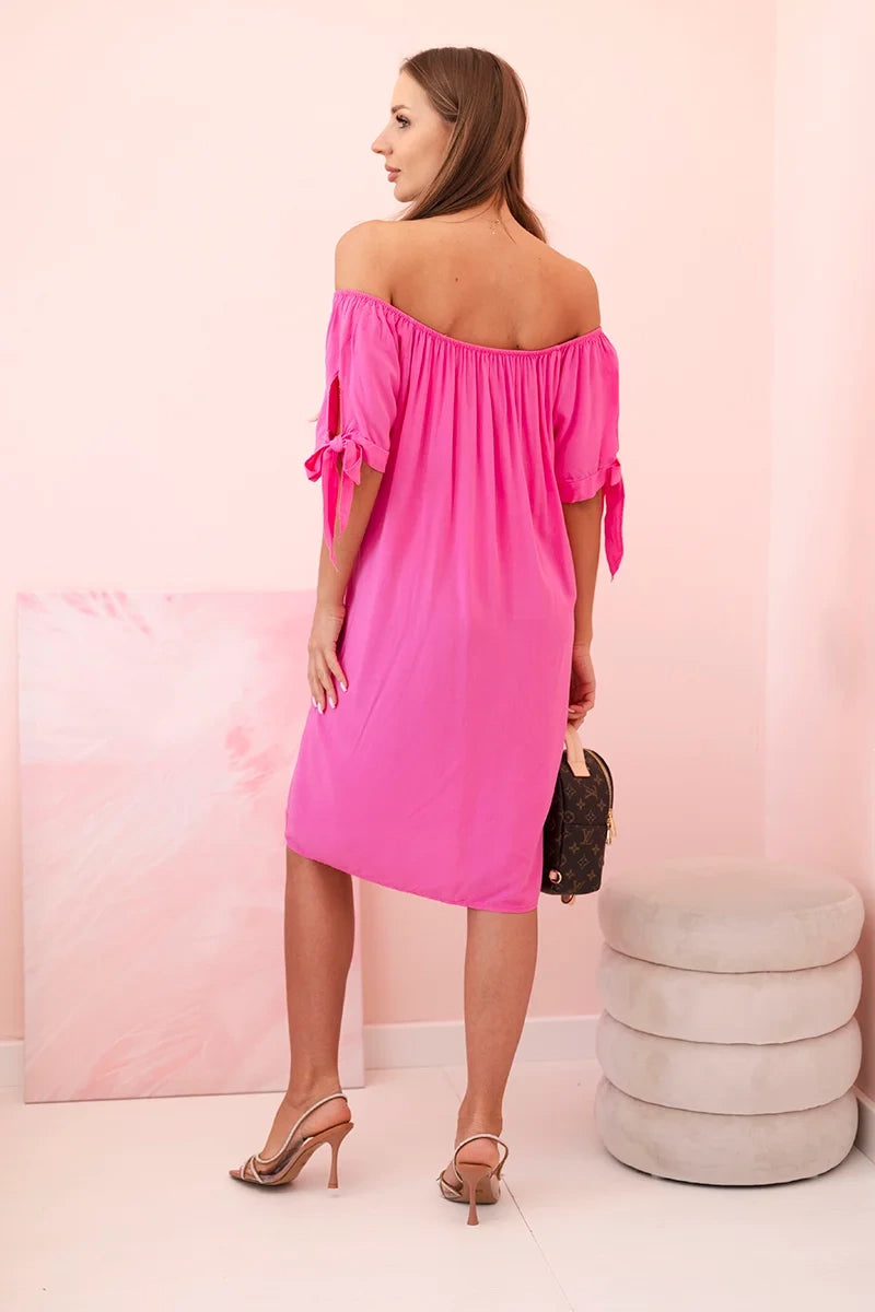 Дамска рокля от вискоза с връзки на ръкавите 81785