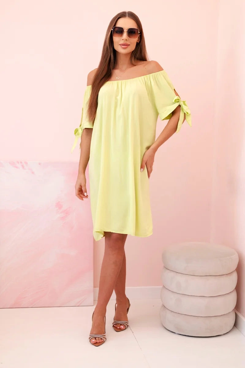 Дамска рокля от вискоза с връзки на ръкавите 81785