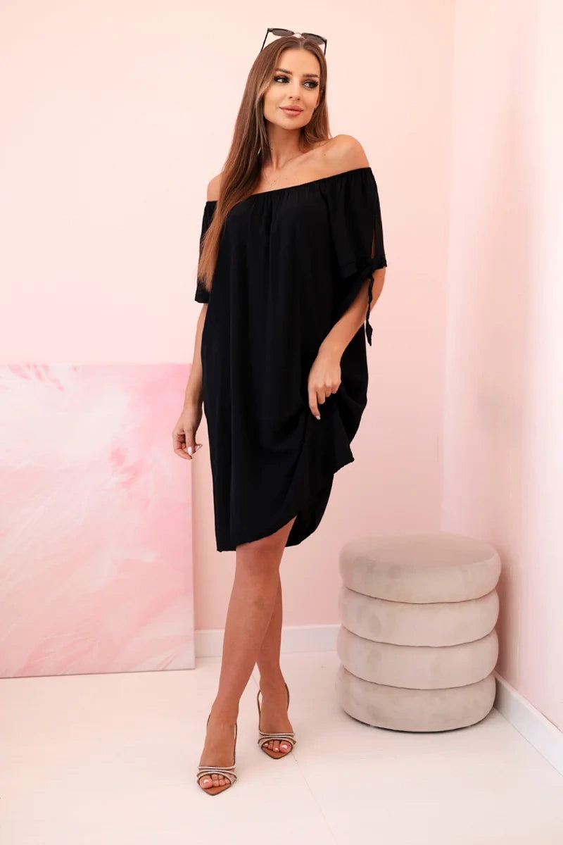 Дамска рокля от вискоза с връзки на ръкавите 81785