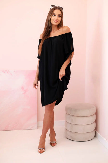 Дамска рокля от вискоза с връзки на ръкавите 81785