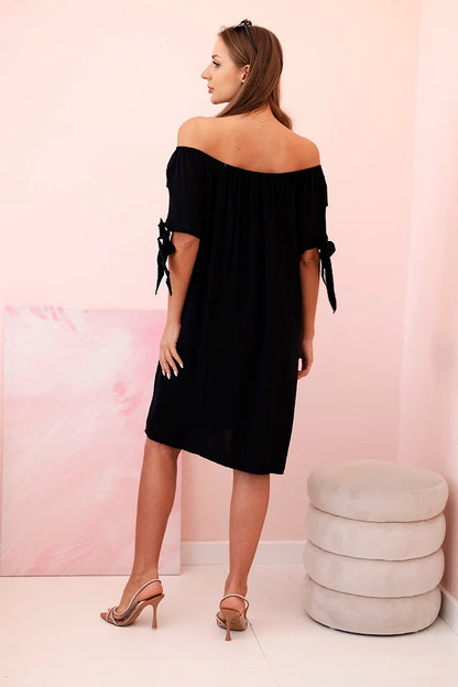 Дамска рокля от вискоза с връзки на ръкавите 81785