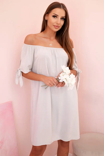 Дамска рокля от вискоза с връзки на ръкавите 81785