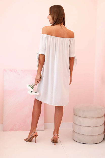 Дамска рокля от вискоза с връзки на ръкавите 81785