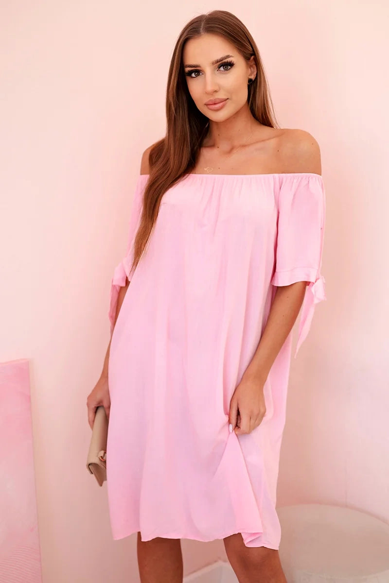 Дамска рокля от вискоза с връзки на ръкавите 81785