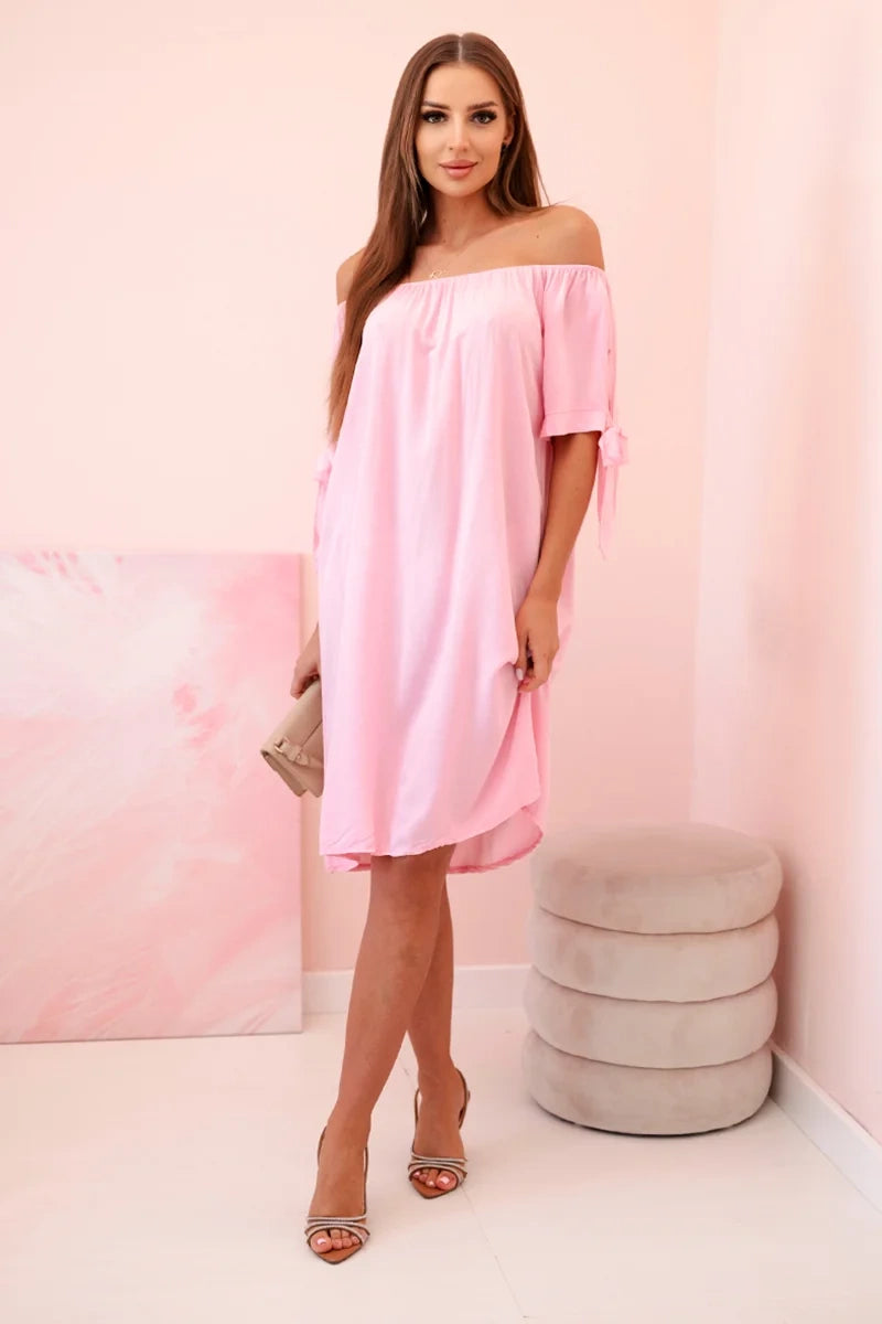 Дамска рокля от вискоза с връзки на ръкавите 81785