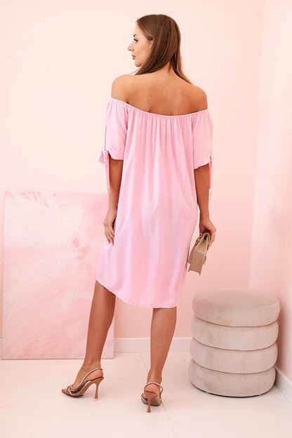 Дамска рокля от вискоза с връзки на ръкавите 81785