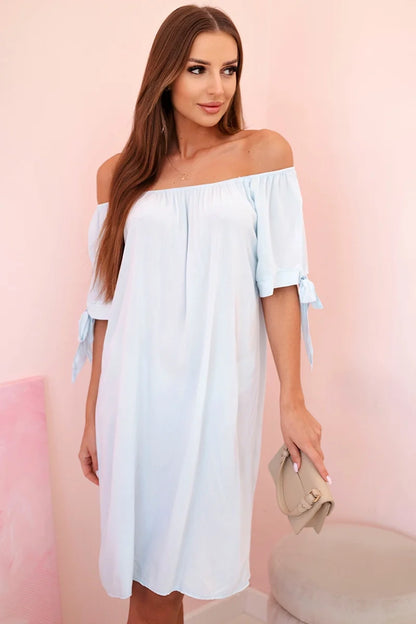 Дамска рокля от вискоза с връзки на ръкавите 81785