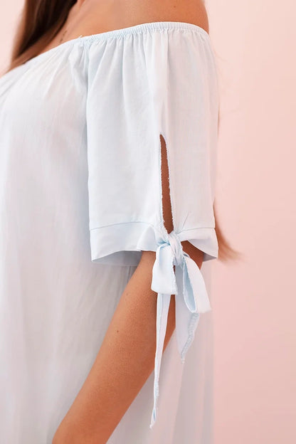 Дамска рокля от вискоза с връзки на ръкавите 81785