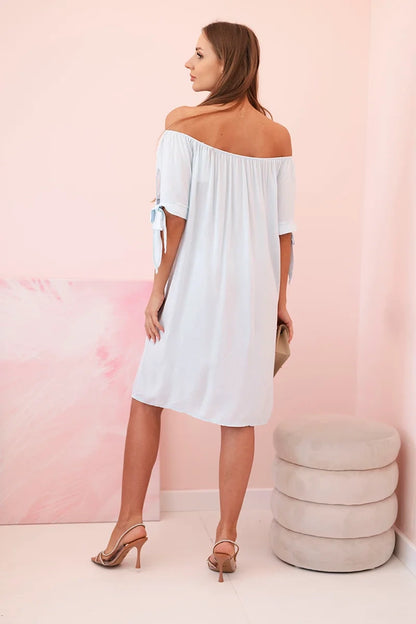 Дамска рокля от вискоза с връзки на ръкавите 81785