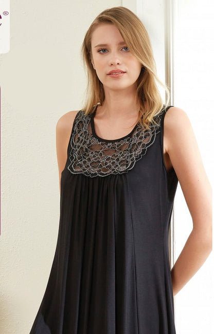 Макси черна нощница от вискоза 82519