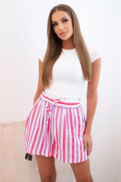 Дамски памучни шорти с райета ART8549