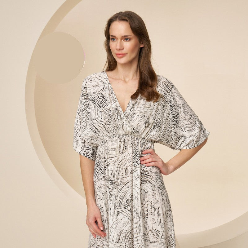 Дълга макси рокля с къс ръкав CE-8613