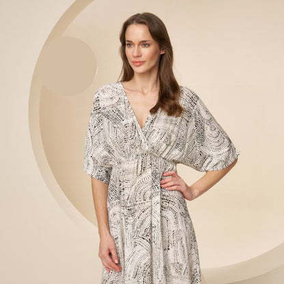 Дълга макси рокля с къс ръкав CE-8613