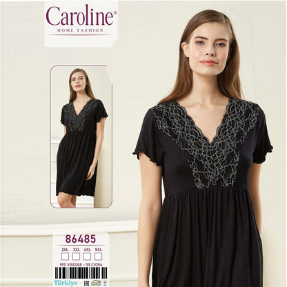 Черна нощница с къс ръкав голяма номерация 86485