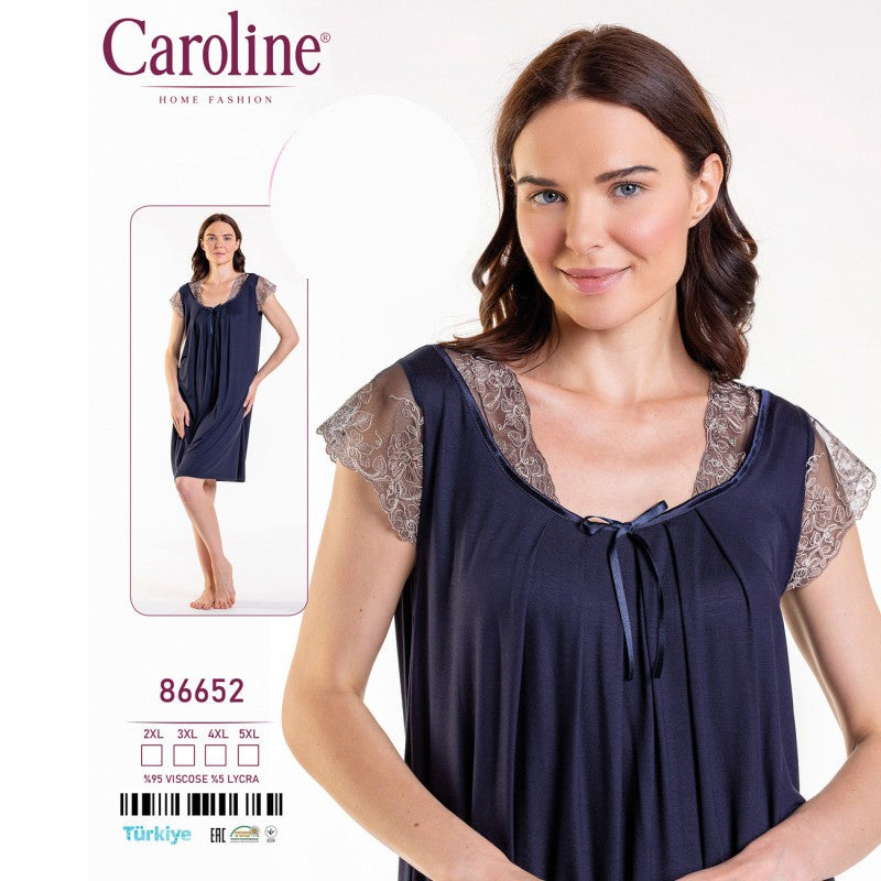 Макси нощница с къс ръкав и дантела CE-86652