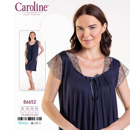 Макси нощница с къс ръкав и дантела CE-86652