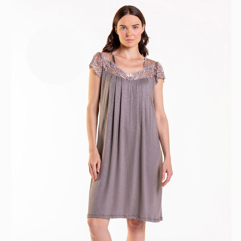 Макси нощница от вискоза с къс ръкав CE-86728