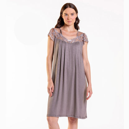 Макси нощница от вискоза с къс ръкав CE-86728