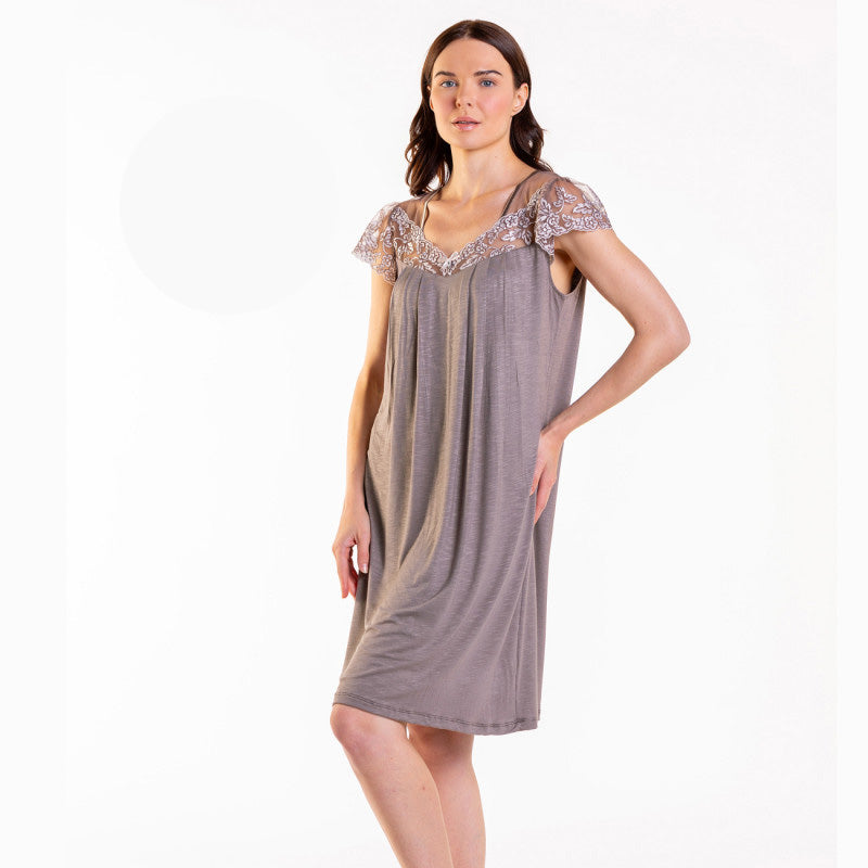 Макси нощница от вискоза с къс ръкав CE-86728