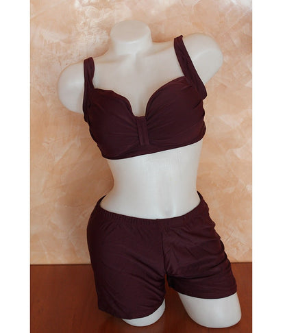 Дамски бански с горнище с меки чаши и боксер 88156