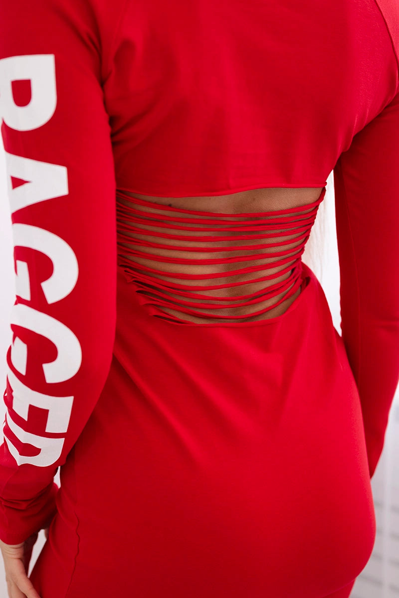 Рокля с дълъг ръкав и рязан гръб 8828