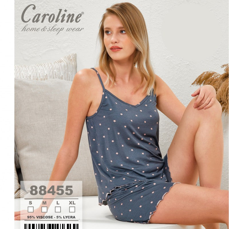 Пижама от потник с тънки презрамки и къси шорти 88455