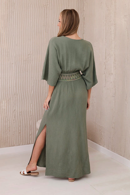 Муселинена рокля с бродерия на талията ART88529