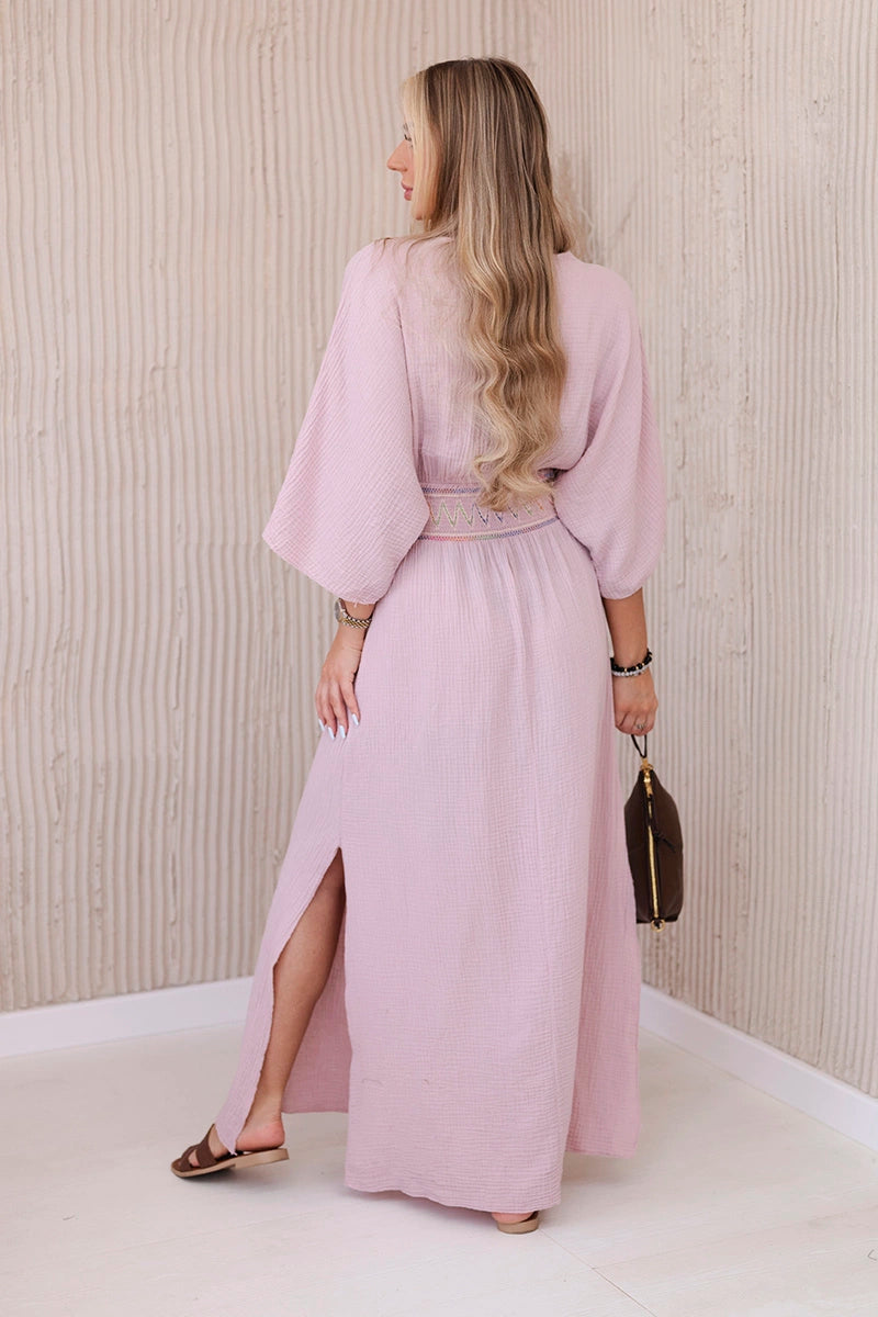 Муселинена рокля с бродерия на талията ART88529