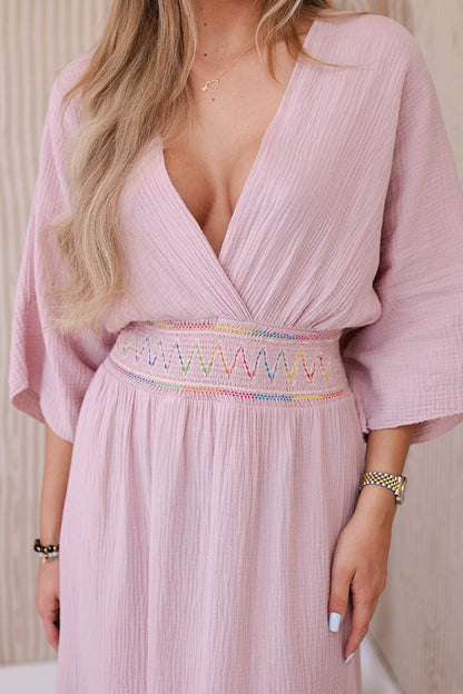 Муселинена рокля с бродерия на талията ART88529