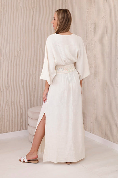 Муселинена рокля с бродерия на талията ART88529