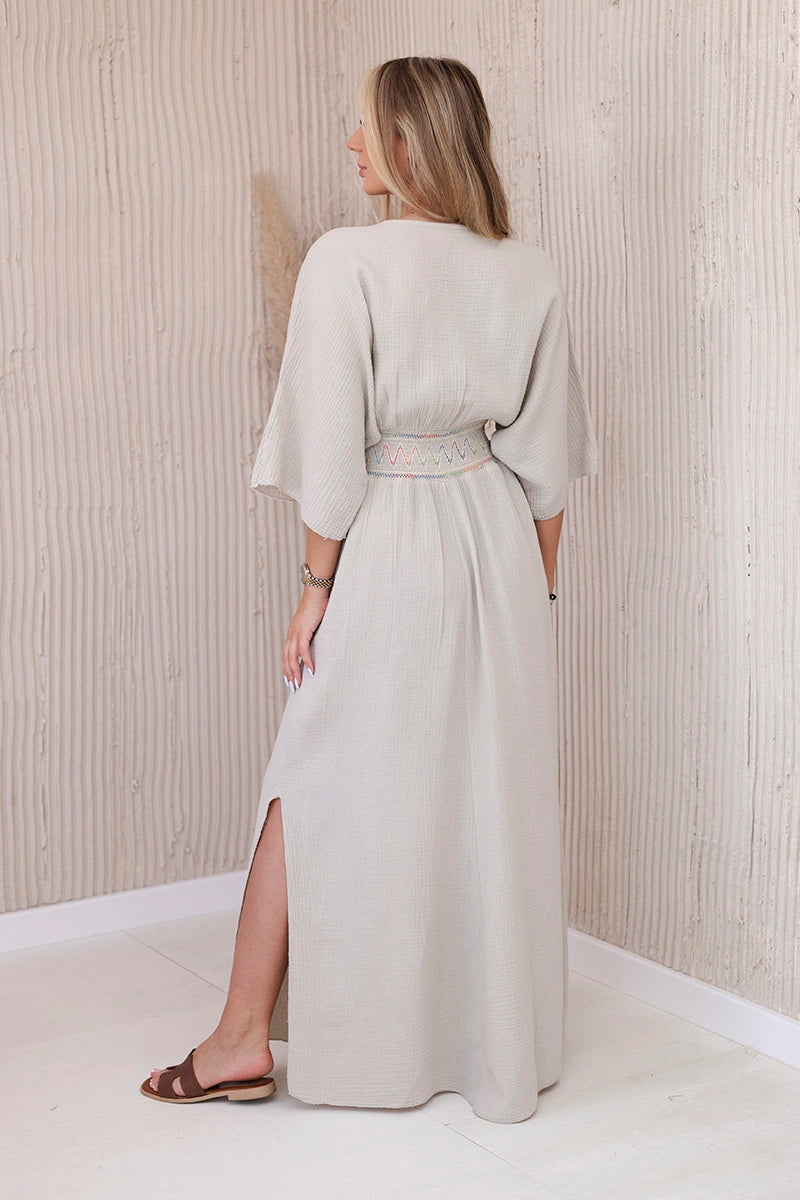 Муселинена рокля с бродерия на талията ART88529