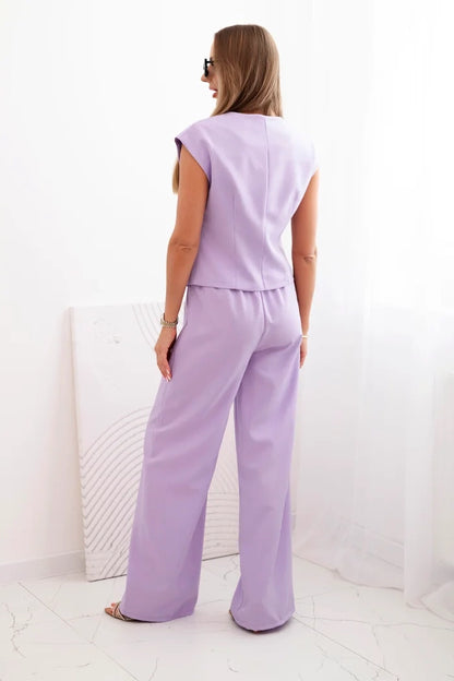 Дамски комплект с жилетка и широки панталони ART88551