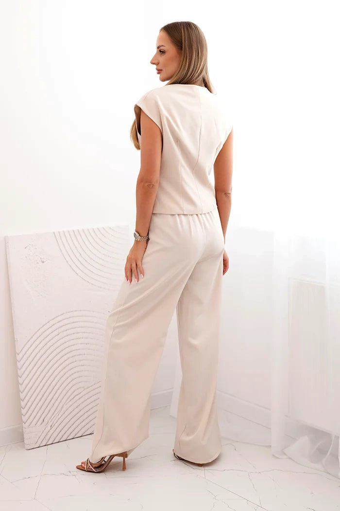 Дамски комплект с жилетка и широки панталони ART88551