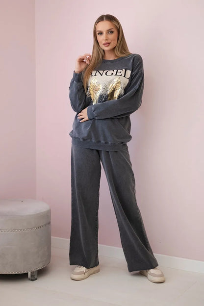 Памучен комплект от суитчер с панталони ART90041-1