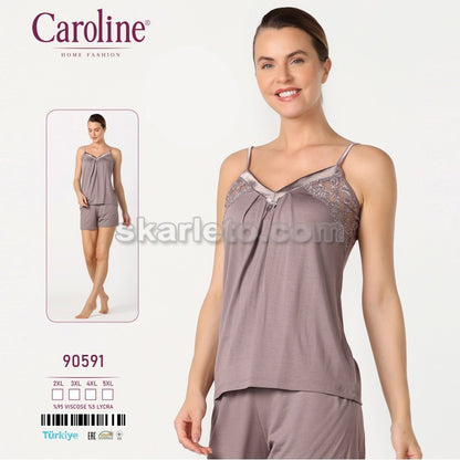 Дамска макси пижама от корсаж с шорти CE-90591