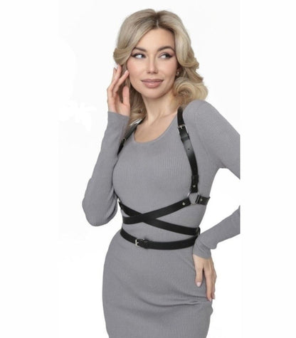 Черен кожен харнес с регулиране LT-923