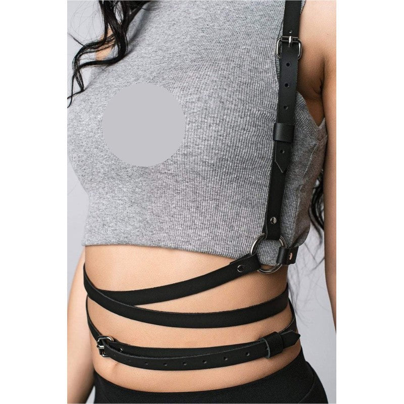 Черен кожен харнес с регулиране LT-923
