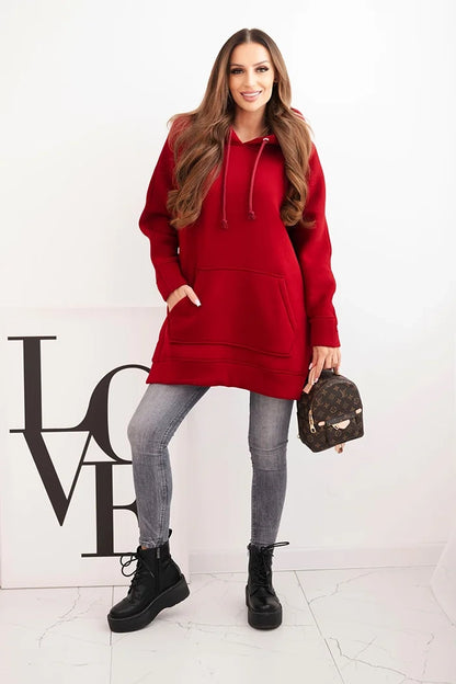 Ватиран суитчър с качулка и цепки отстрани 9319