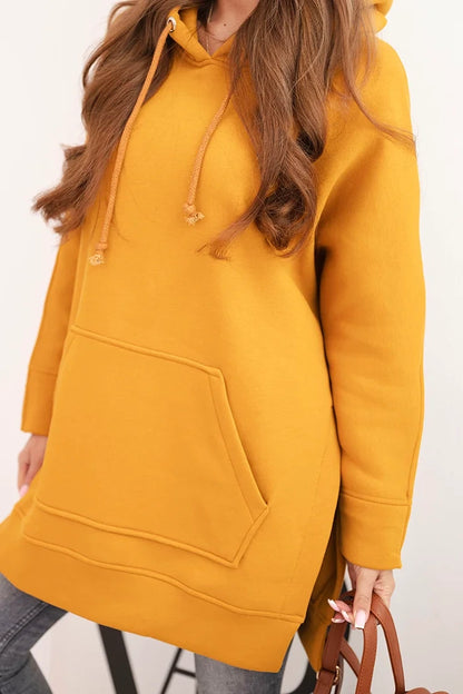 Ватиран суитчър с качулка и цепки отстрани 9319