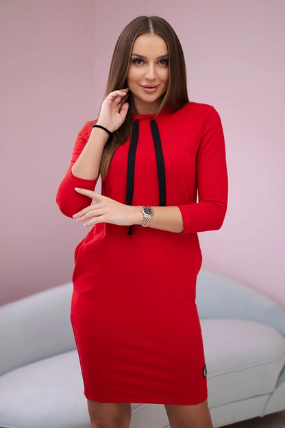 Памучна рокля с връзка на врата 9438