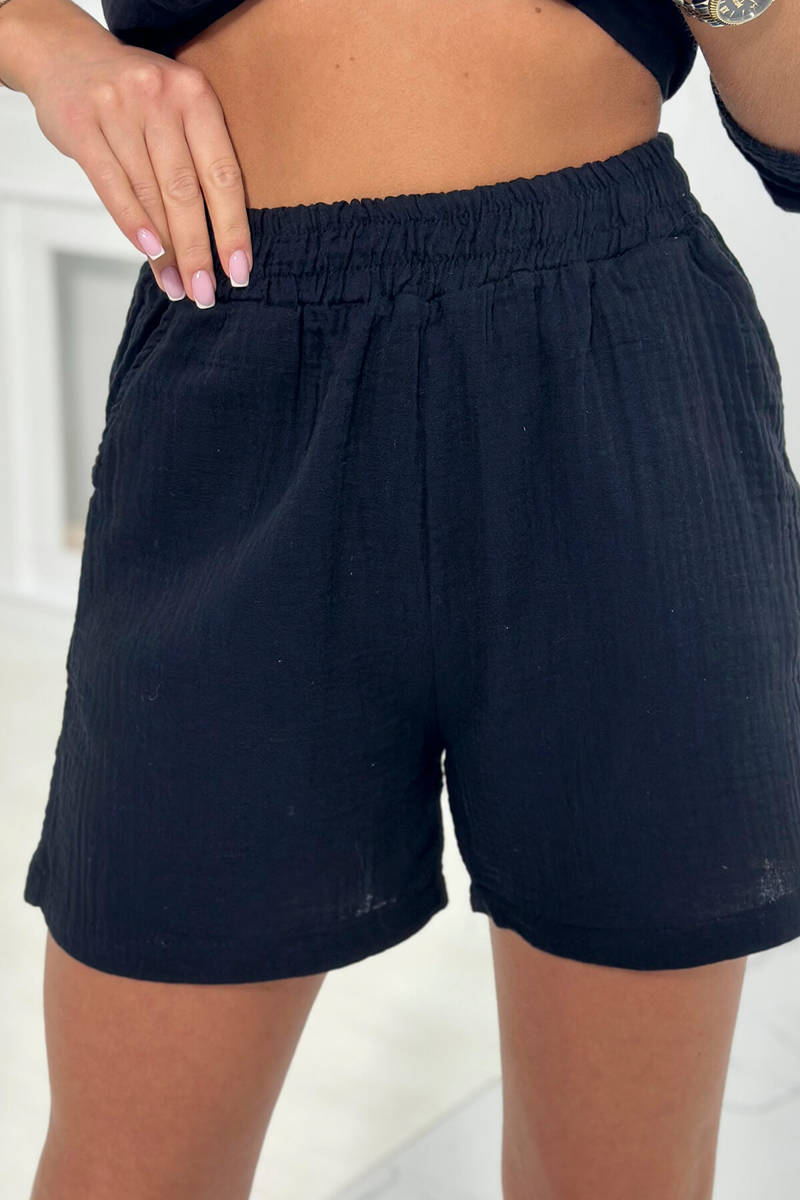 Памучен комплект от блуза с къс панталон 9447