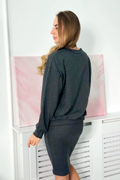 Комплект от блуза с рипсена рокля 9450