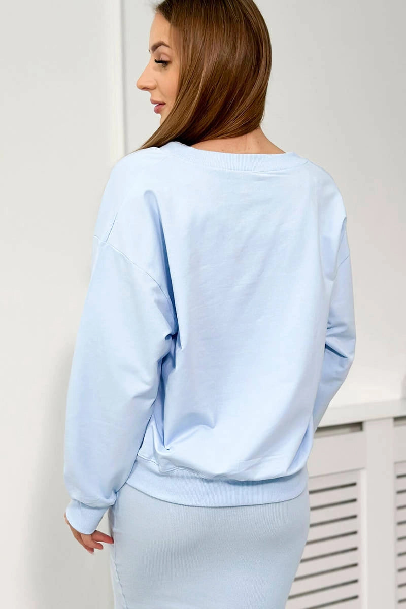 Комплект от блуза с рипсена рокля 9450