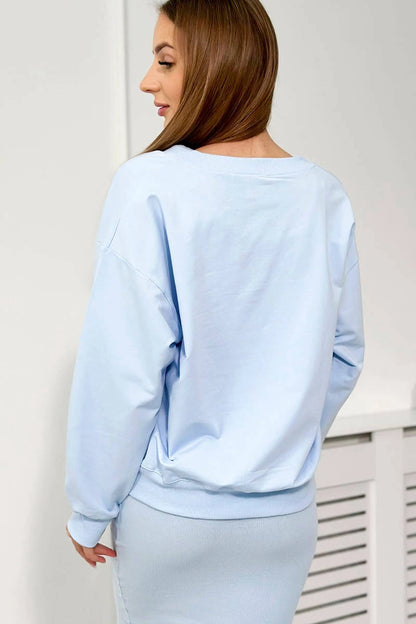 Комплект от блуза с рипсена рокля 9450