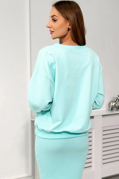 Комплект от блуза с рипсена рокля 9450